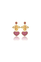 Damla Kalender-Bee With Pink Heart Earrings-Küpe-1-Milagron.com