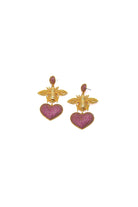 Damla Kalender-Bee With Pink Heart Earrings-Küpe-2-Milagron.com