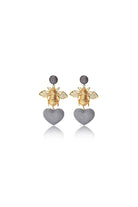 Damla Kalender-Bee With Silver Heart Earrings-Küpe-1-Milagron.com