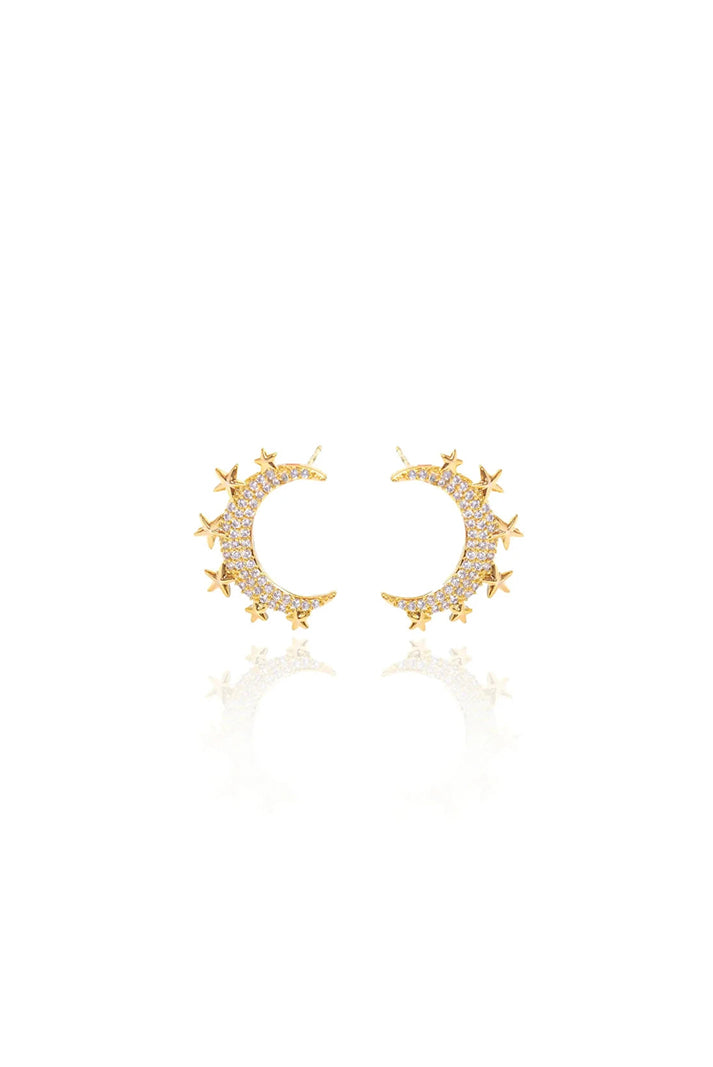 Damla Kalender-Moon And Stars Earrings-Küpe-1-Milagron.com