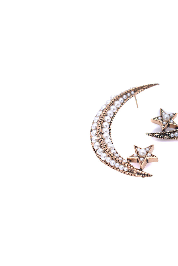 Damla Kalender-Pearl Crescent Earrings-Küpe-3-Milagron.com