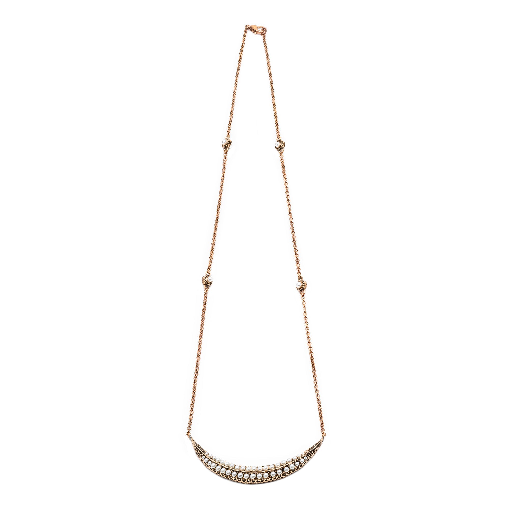 Damla Kalender-Pearl Crescent Necklace Medium-Kolye-2-Milagron.com