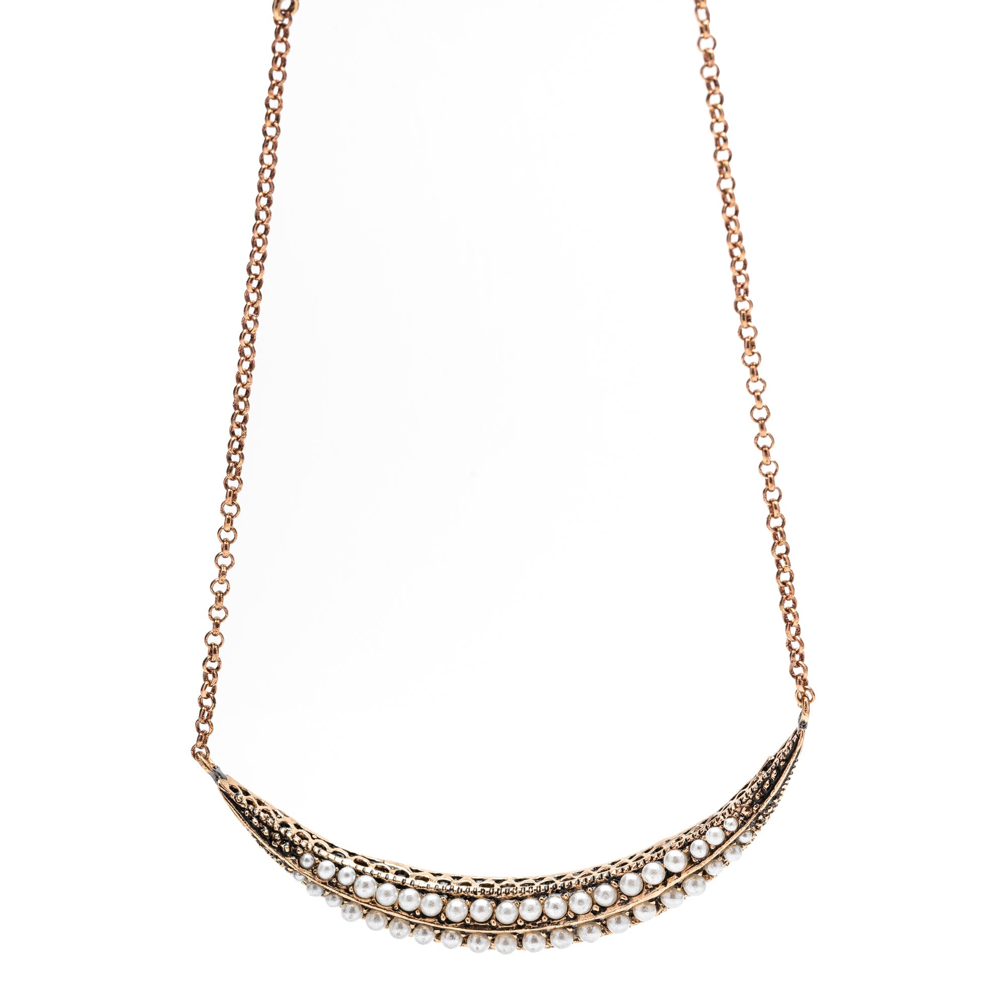 Damla Kalender-Pearl Crescent Necklace Medium-Kolye-3-Milagron.com