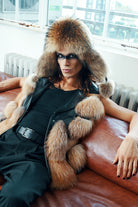 Hakiki Otoban Frost Tilki Kürklü Siyah Unisex Yelek - 0