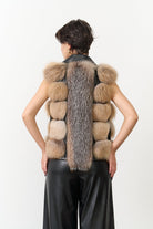 Hakiki Otoban Frost Tilki Kürklü Siyah Unisex Yelek - 2