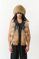 Hakiki Otoban Frost Tilki Kürklü Siyah Unisex Yelek - 3