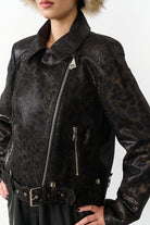 Lazer Baskılı Hakiki Kuzu Derisi Kadın Ceket - 0