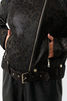 Lazer Baskılı Hakiki Kuzu Derisi Kadın Ceket - 3