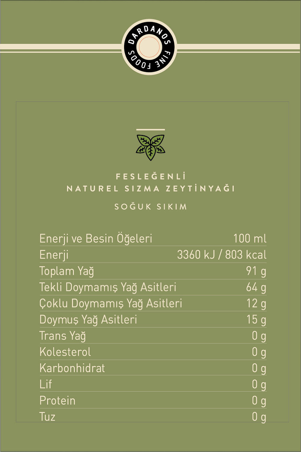 Fesleğenli Naturel Sızma Zeytinyağı 250 Ml - 1