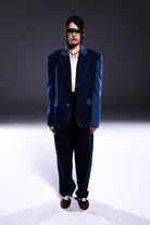 Death Is Easy-Blue Patchwork Oversize Blazer-Blazer Ceket-1-Milagron.com