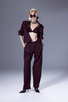 Death Is Easy-Bordeaux Pleated Pants-Pantolon-1-Milagron.com