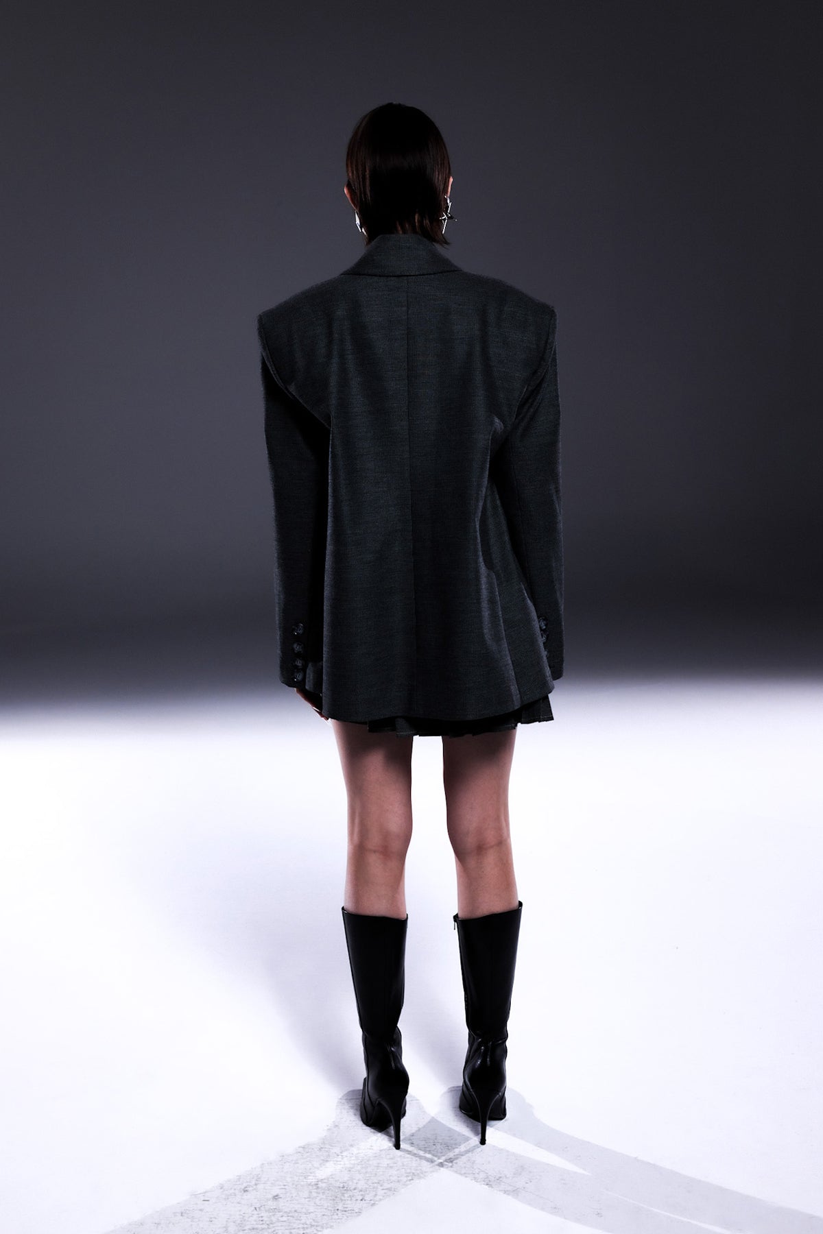 Death Is Easy-Charcoal Grey Checkered Oversize Blazer-Blazer Ceket-2-Milagron.com