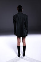 Death Is Easy-Charcoal Grey Checkered Oversize Blazer-Blazer Ceket-2-Milagron.com