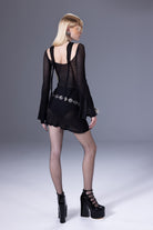 Death Is Easy-Cross Strap Cutout Knit Dress-Elbise-2-Milagron.com