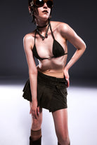 Death Is Easy-Khaki Suede Bikini Top-Bikini & Mayo-1-Milagron.com