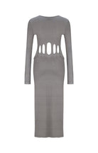 Death Is Easy-Knitted Grey Long Dress-Elbise-5-Milagron.com