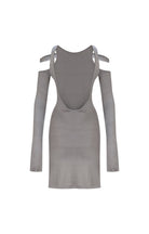 Death Is Easy-Knitted Grey Mini Backless Dress-Elbise-5-Milagron.com
