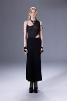 Death Is Easy-Linen Bias Cut Long Skirt-Etek-1-Milagron.com