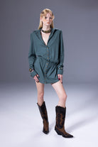 Death Is Easy-Mint Green Shirt Dress-Elbise-1-Milagron.com