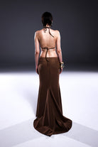 Death Is Easy-Taupe Brown Suede Maxi Skirt-Etek-2-Milagron.com