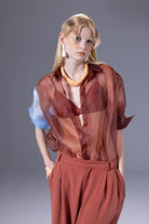 Death Is Easy-Terra Cota Organza Puzzle Shirt-Gömlek-1-Milagron.com