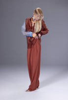 Death Is Easy-Terra Cotta Pleated Cotton Pants-Pantolon-2-Milagron.com