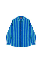 Death Is Easy-Turquoise Blue Striped Oversize Shirt-Gömlek-1-Milagron.com