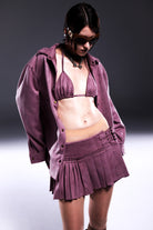 Death Is Easy-Warm Pink Suede Bikini Top-Bikini & Mayo-1-Milagron.com