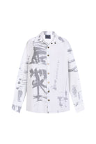 Death Is Easy-White Calligraphy Oversize Shirt-Gömlek-3-Milagron.com