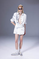 Death Is Easy-White Calligraphy Pleated Skirt-Etek-2-Milagron.com