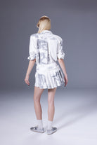 Death Is Easy-White Calligraphy Pleated Skirt-Etek-3-Milagron.com