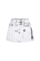 Death Is Easy-White Calligraphy Pleated Skirt-Etek-4-Milagron.com