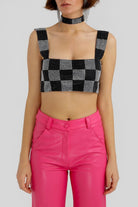 Declara-Checkered Glitter Top-Top-1-Milagron.com