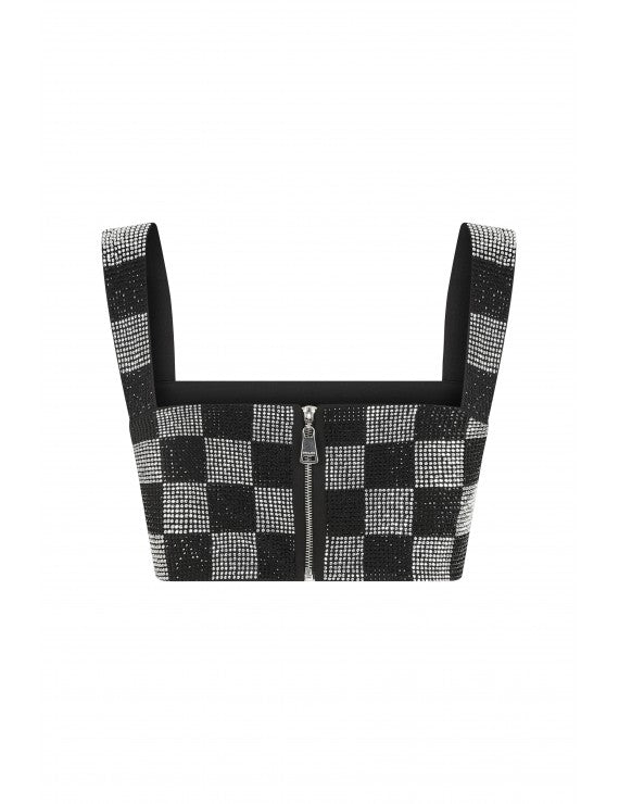 Declara-Checkered Glitter Top-Top-3-Milagron.com