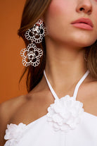 Declara-Floral Iconic Double Earrings (Silver)-Küpe-3-Milagron.com