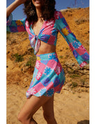 Declara-Flowered Checkered Skirt-3-Milagron.com