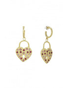 Declara-Gold Heart Padlock Earrings-2-Milagron.com