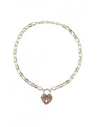 Declara-Gold Heart Padlock Necklace-1-Milagron.com