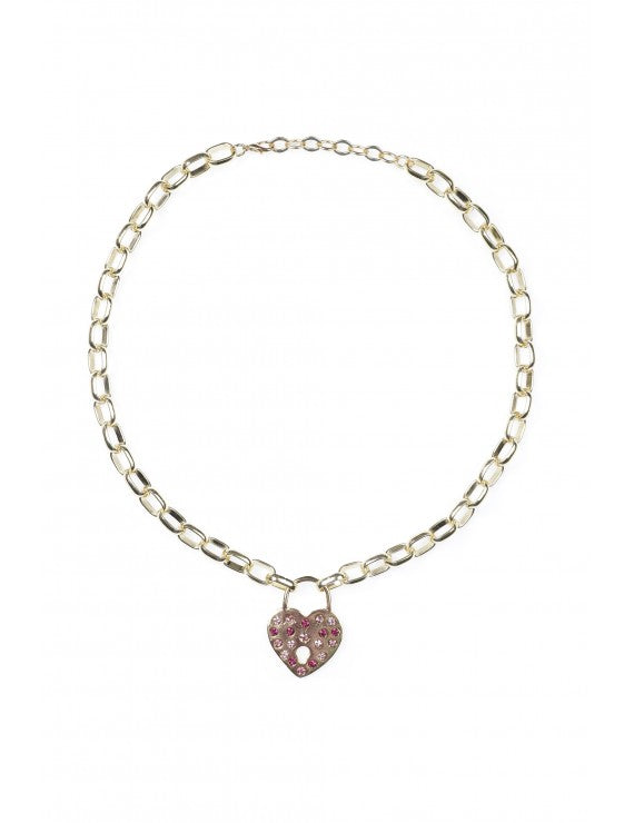 Declara-Gold Heart Padlock Necklace-1-Milagron.com