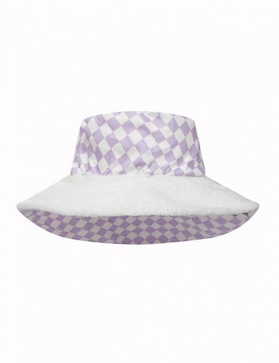 Declara-Lilac Checkered Hat-2-Milagron.com