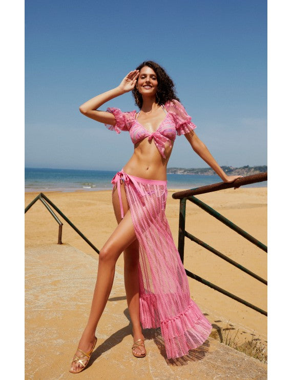 Declara-Pink Filet Skirt-3-Milagron.com