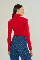 Declara-Red Blooming Crest Turtleneck-Kazak & Triko-3-Milagron.com