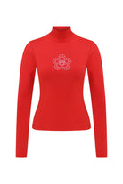 Declara-Red Blooming Crest Turtleneck-Kazak & Triko-4-Milagron.com