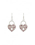 Declara-Silver Heart Padlock Earrings-1-Milagron.com