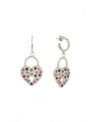 Declara-Silver Heart Padlock Earrings-2-Milagron.com