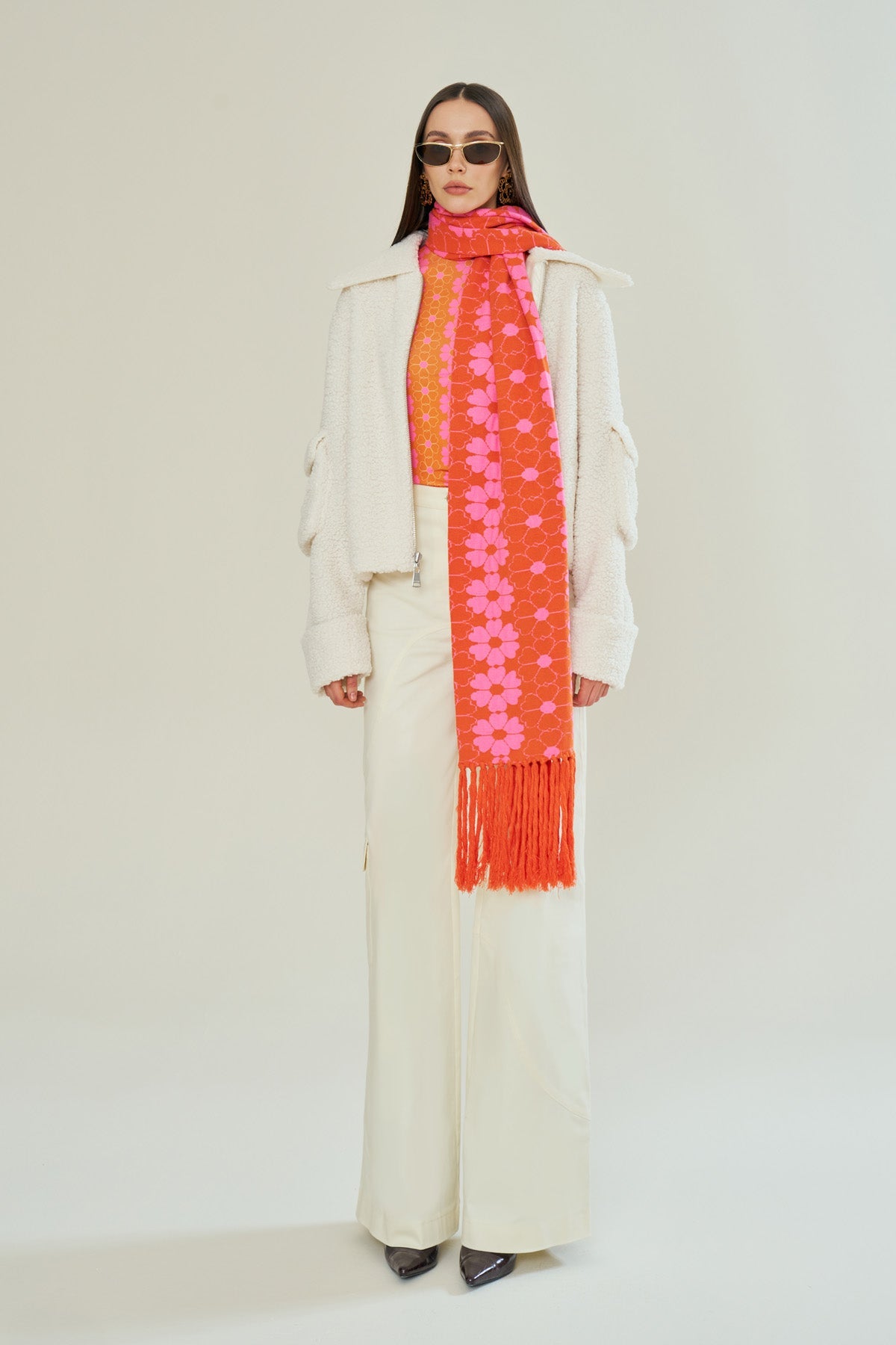 Declara-Sun Kissed Floral Knit Scarf-Atkı-1-Milagron.com