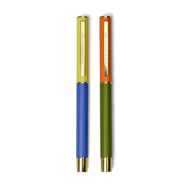 Designworks Colour Block İKili Tükenmez Kalem Seti Army Green & Cobalt