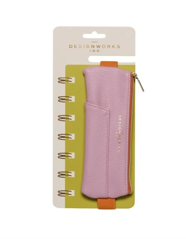 Designwork Ink-Design Works Ink Vegan Deri Defter üstü Kalemlik Pink & Orange-Kalemlik-1-Milagron.com