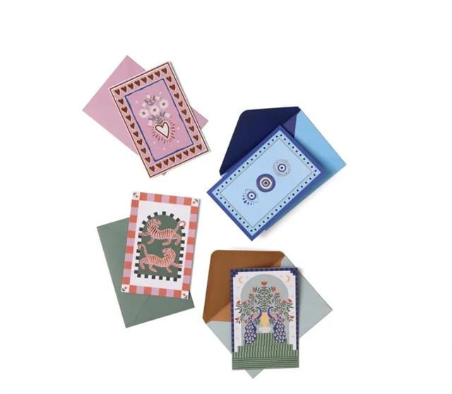 Designwork Ink-Designworks Ink Adopo Notecard Set 16'lı Set Eye, Tiger, Heart, Peacock-Aksesuar-6-Milagron.com