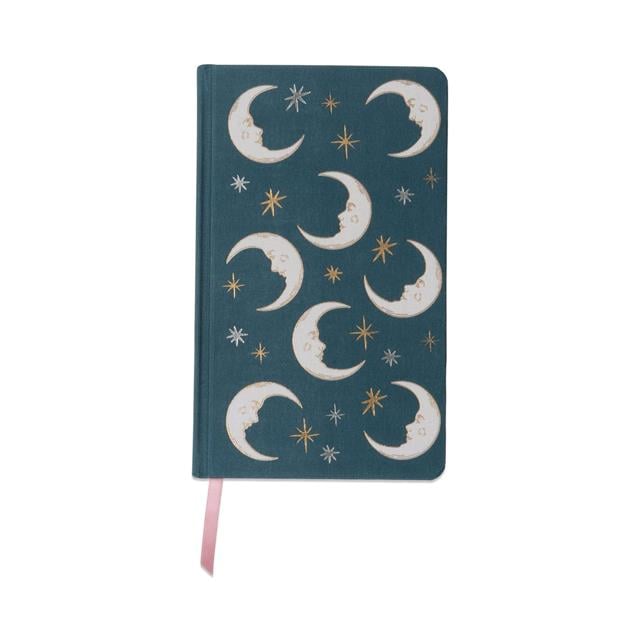 Designwork Ink-Designworks Ink Celestial Bookcloth Journal Defter Teal Moon-Çizgili-1-Milagron.com